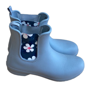 CROCS Light Blue Chelsea Rain Boots with Floral Panel